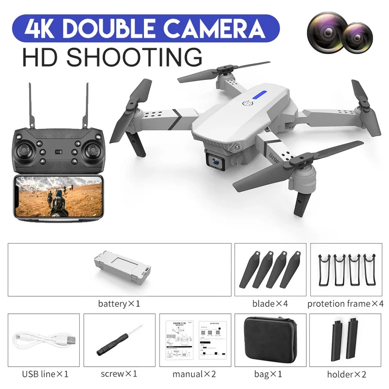 โดรนพับได้อัจฉริยะ E88 Pro รอง - Drone Aerial Photography บทวิจารณ์และราคา